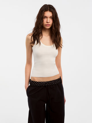 CUBIC Lace-trimmed Linen Knit Vest