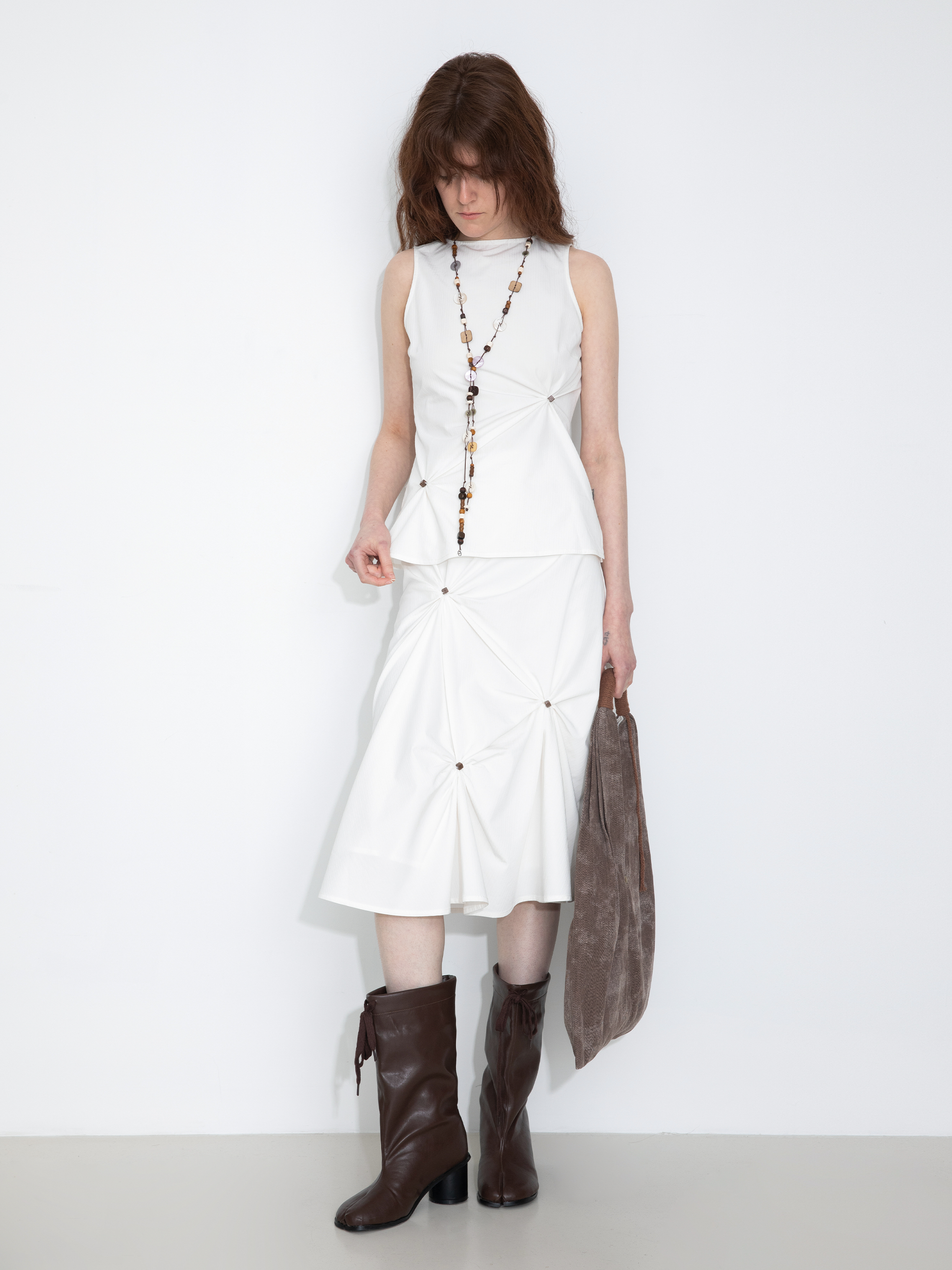 3D Pleated High-Waisted A-Line Skirt-4