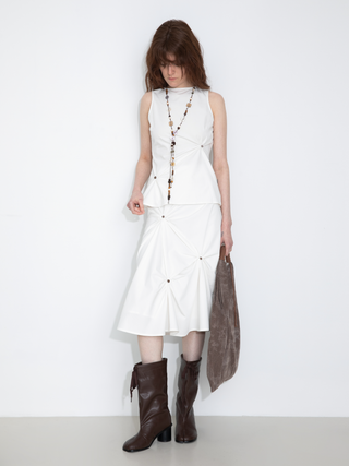 3D Pleated High-Waisted A-Line Skirt