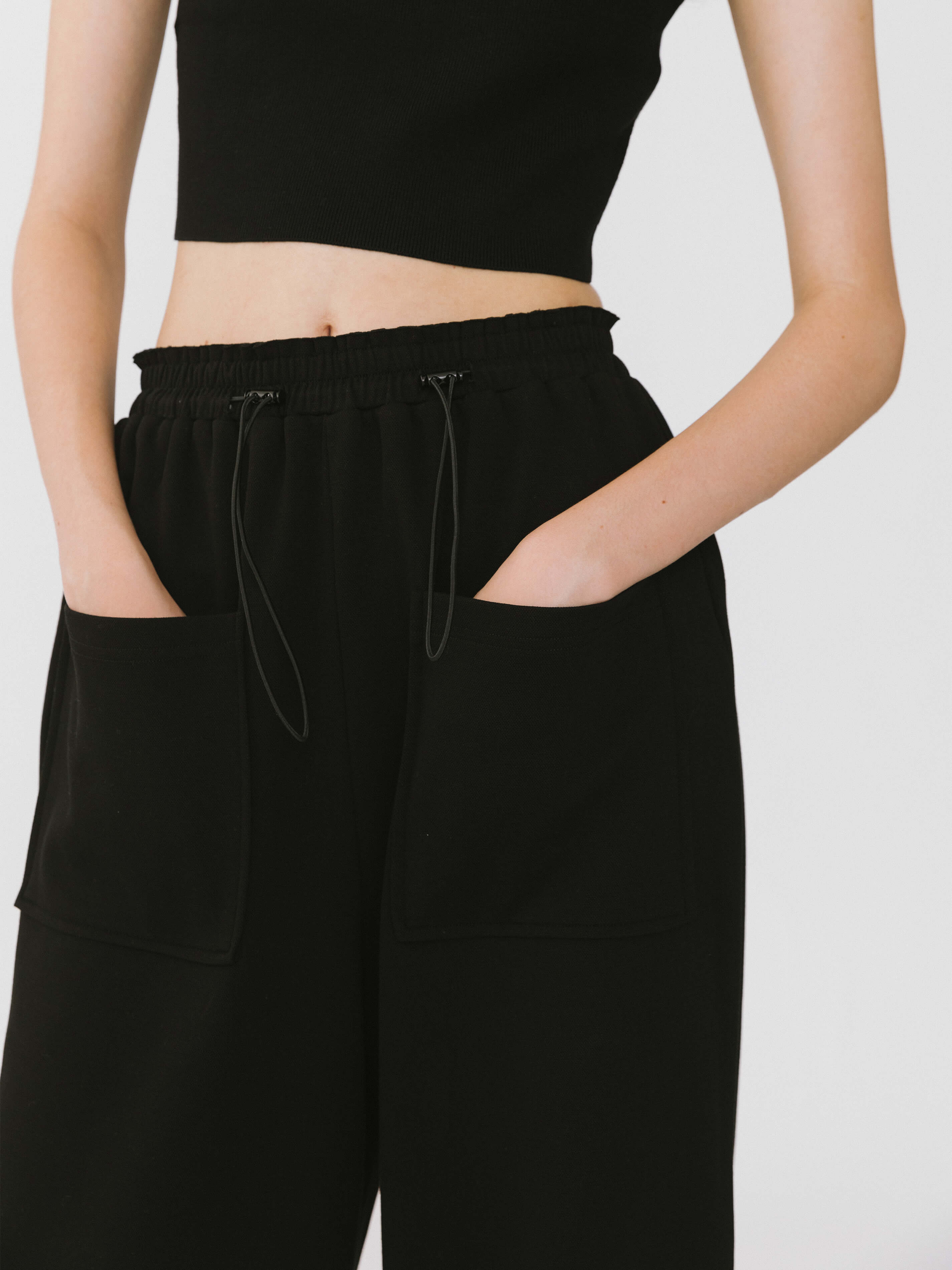 Double Drawstring Wide Leg Trousers-7