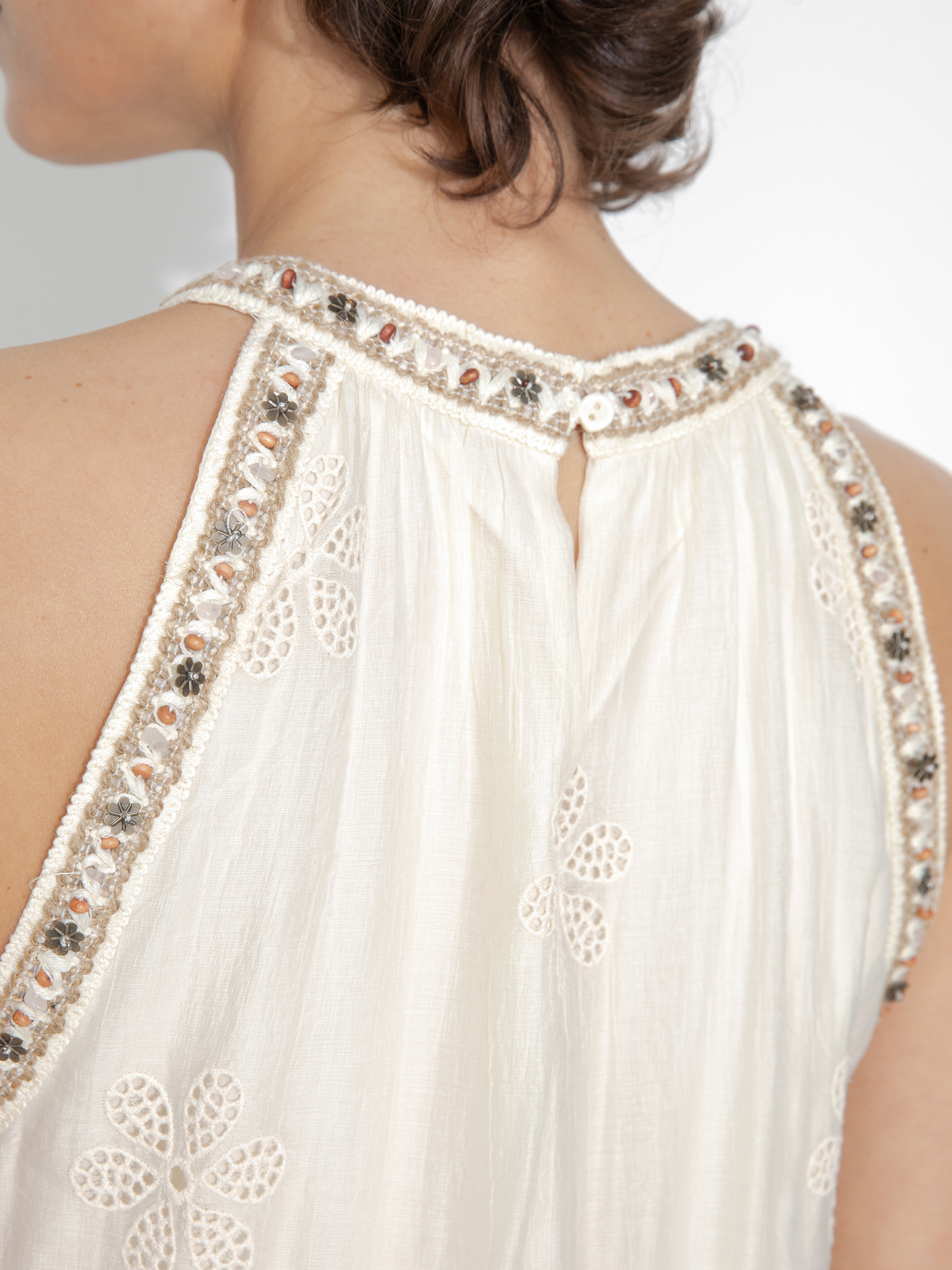 A-Line Halter Round-Neck Embroidered Maxi Dress-6