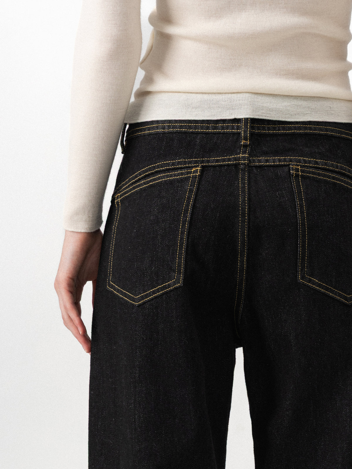 CUBIC Mid-Rise Tapered Raw Denim Jeans-4