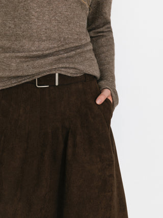 Vintage Suede Belted A-Line Mini Skirt