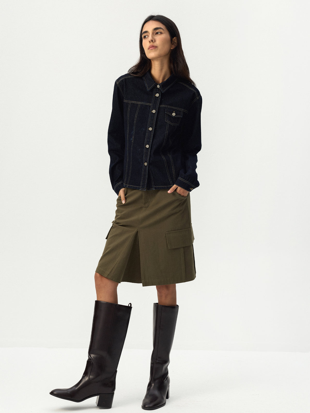 CUBIC Fitted Denim Button-Up Jacket-4
