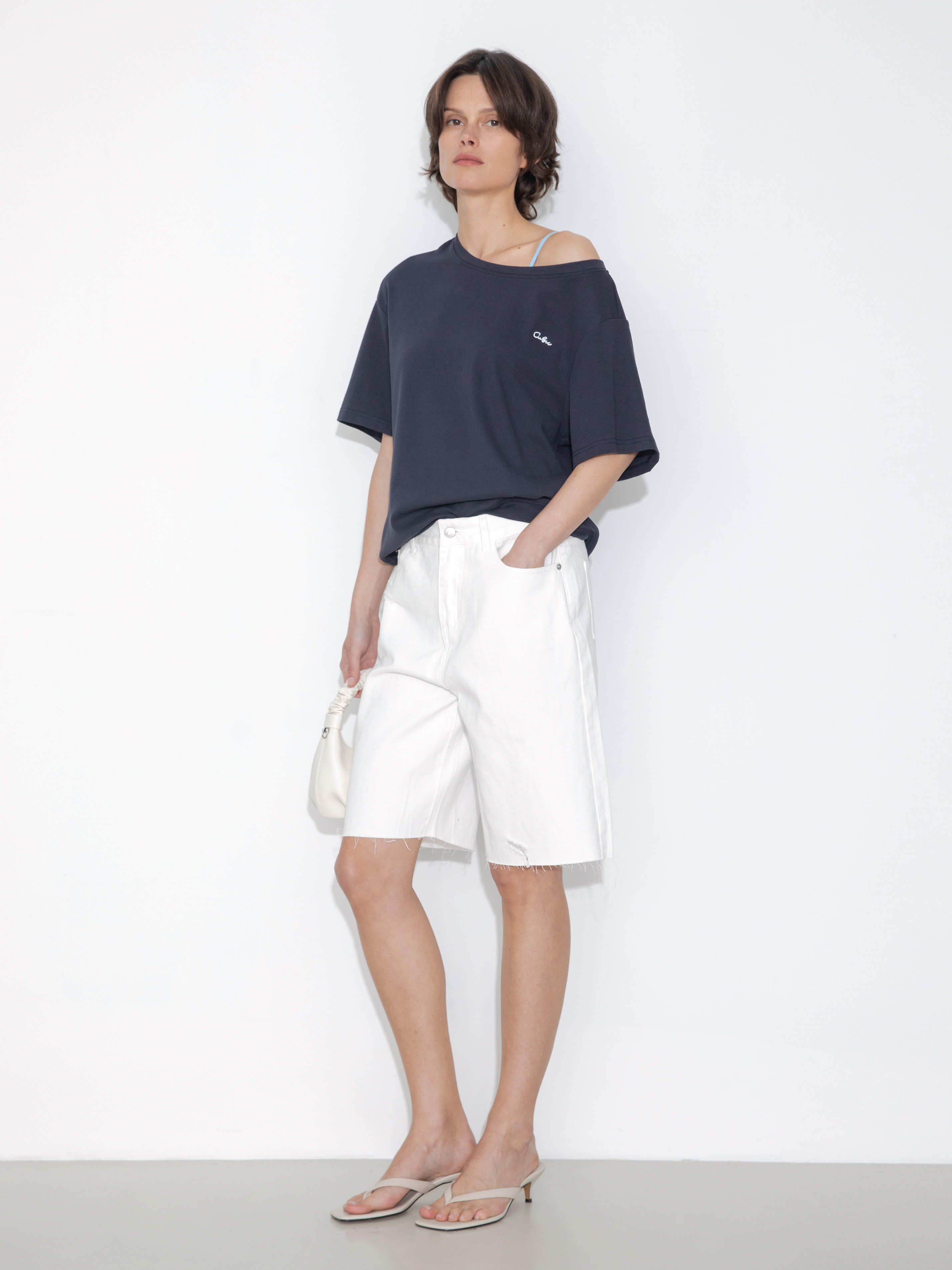 C by CUBIC Embroidered Off-Shoulder T-Shirt-5