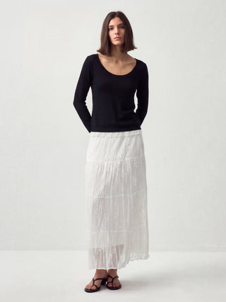 CUBIC Lace Trim Cropped Knit Top