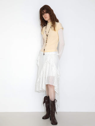 Asymmetrical Hem Lace Skirt