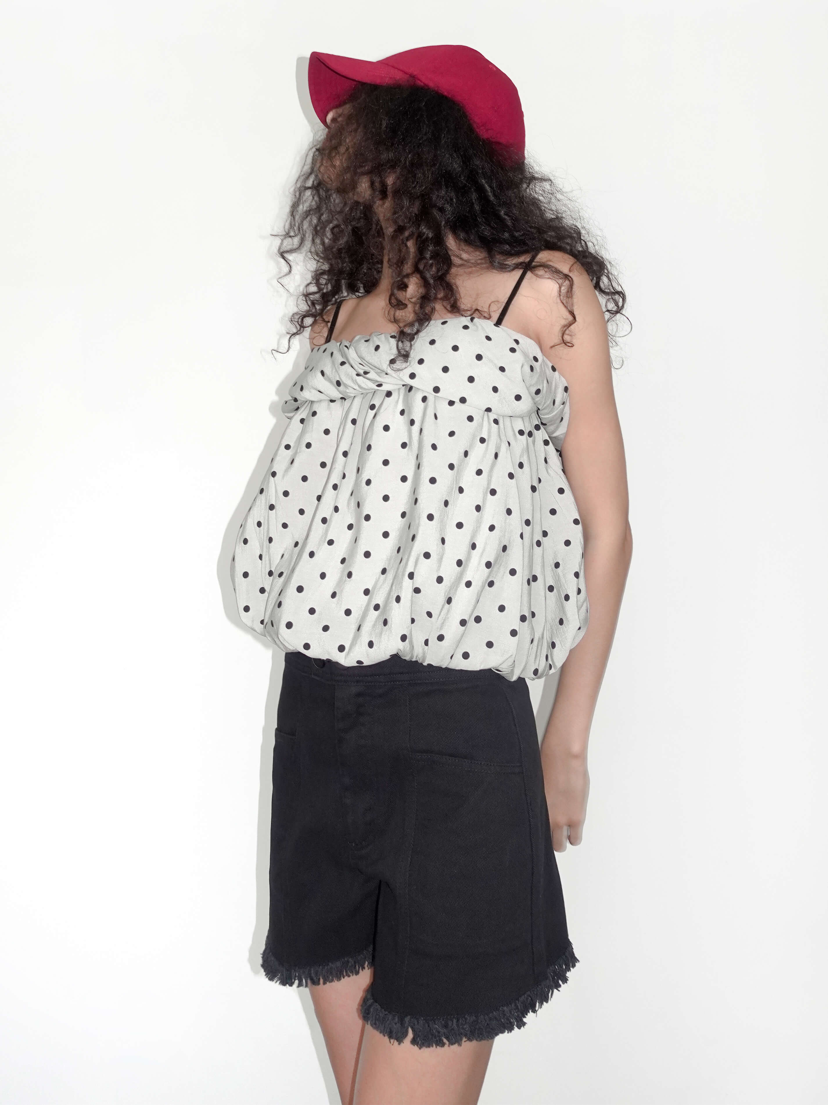 High Rise Denim Shorts with Raw Edge-4
