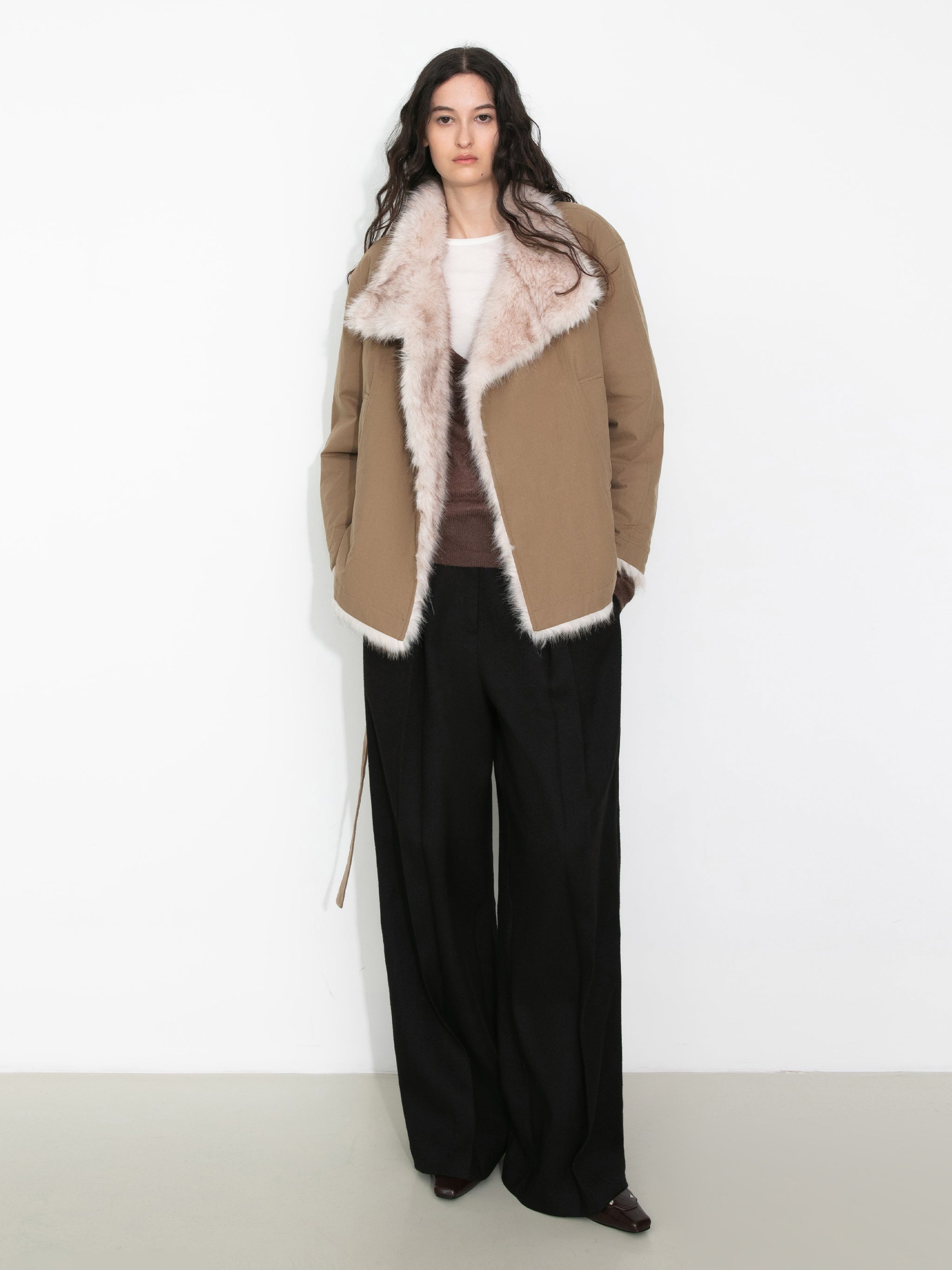 Oversized Faux Fur Hybrid Coat-5
