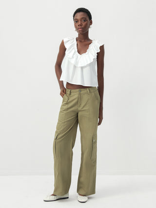 CUBIC Ruffle V-Neck Sleeveless Blouse