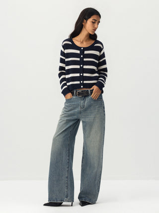 CUBIC Striped Button Knit Cardigan