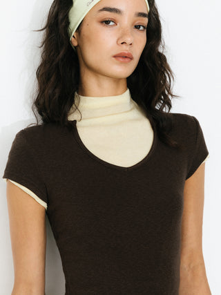 C by CUBIC Cropped Slim-Fit Sweetheart Neck T-Shirt