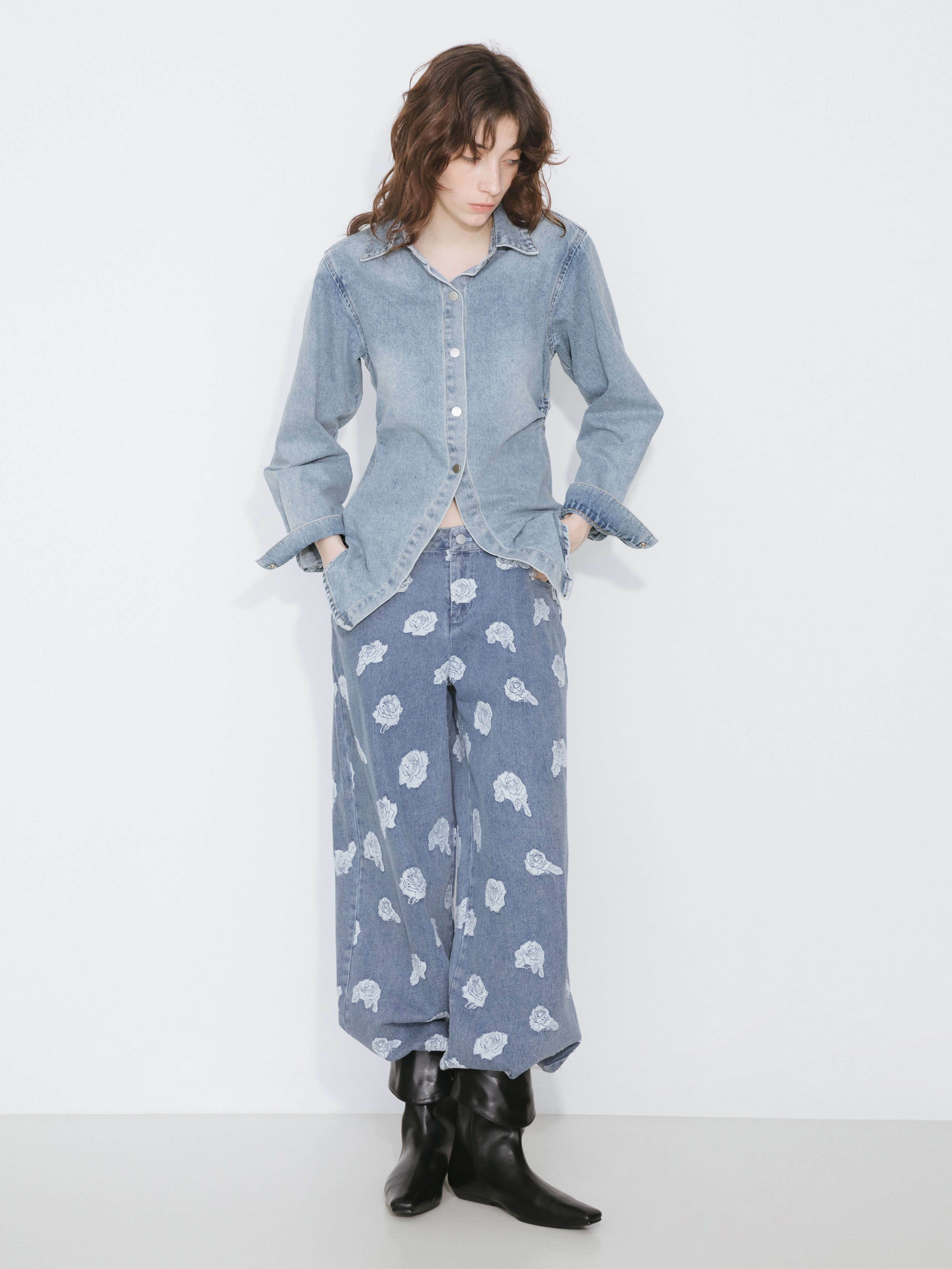 Blue Denim 100% Cotton Long Shirt-4