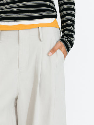 100% Cotton High-Waisted Wide-Leg Casual Trousers