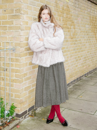 Gray Pleated Maxi Skirt