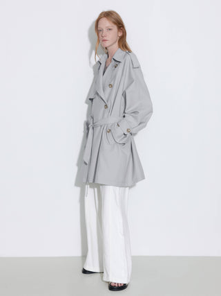 Oversized Mid-Length Trench Coat with Belt