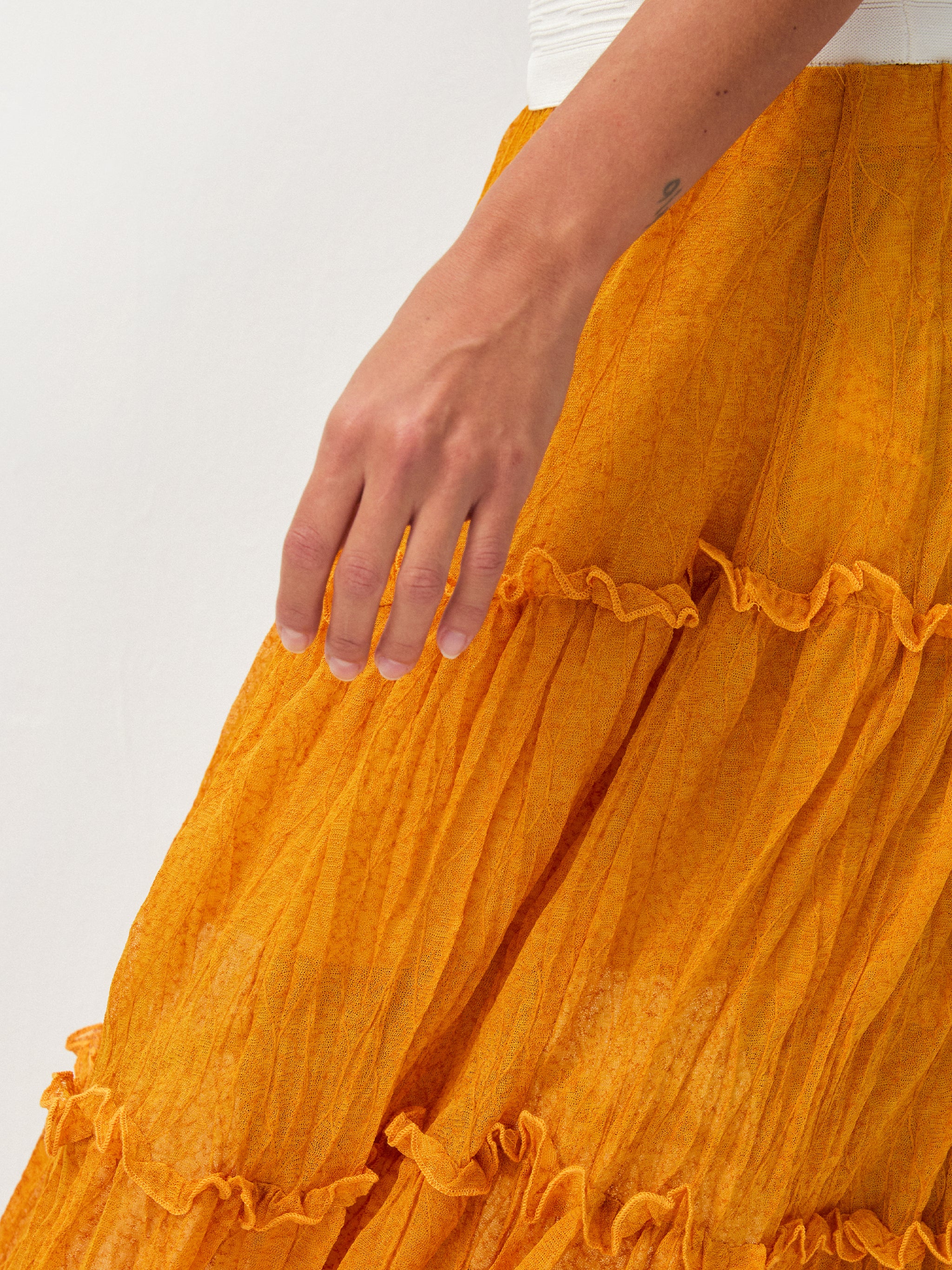 CUBIC Textured Tiered Ruffle Maxi Skirt-4