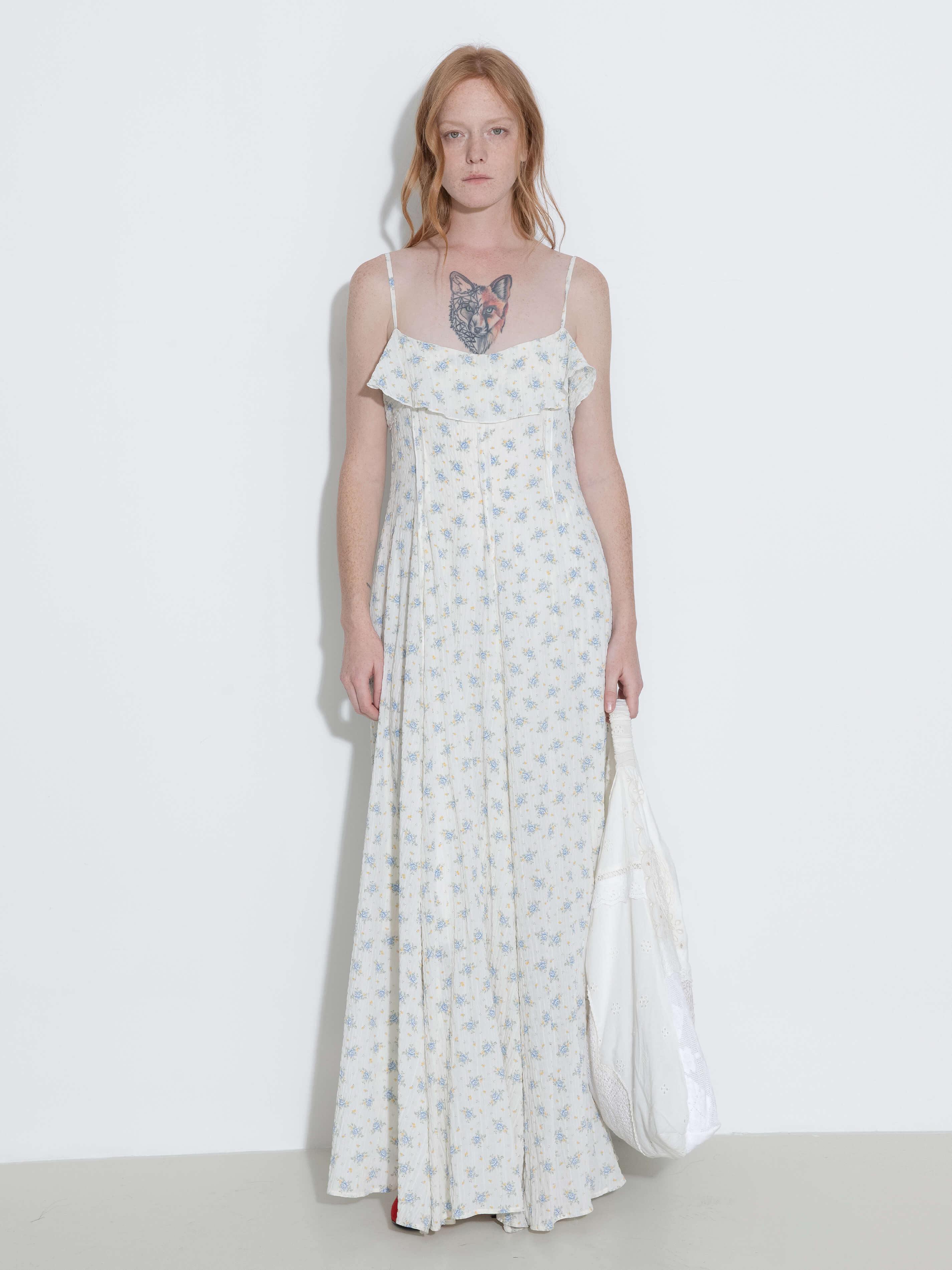 Waist Gathered Floral Sling Dress-4