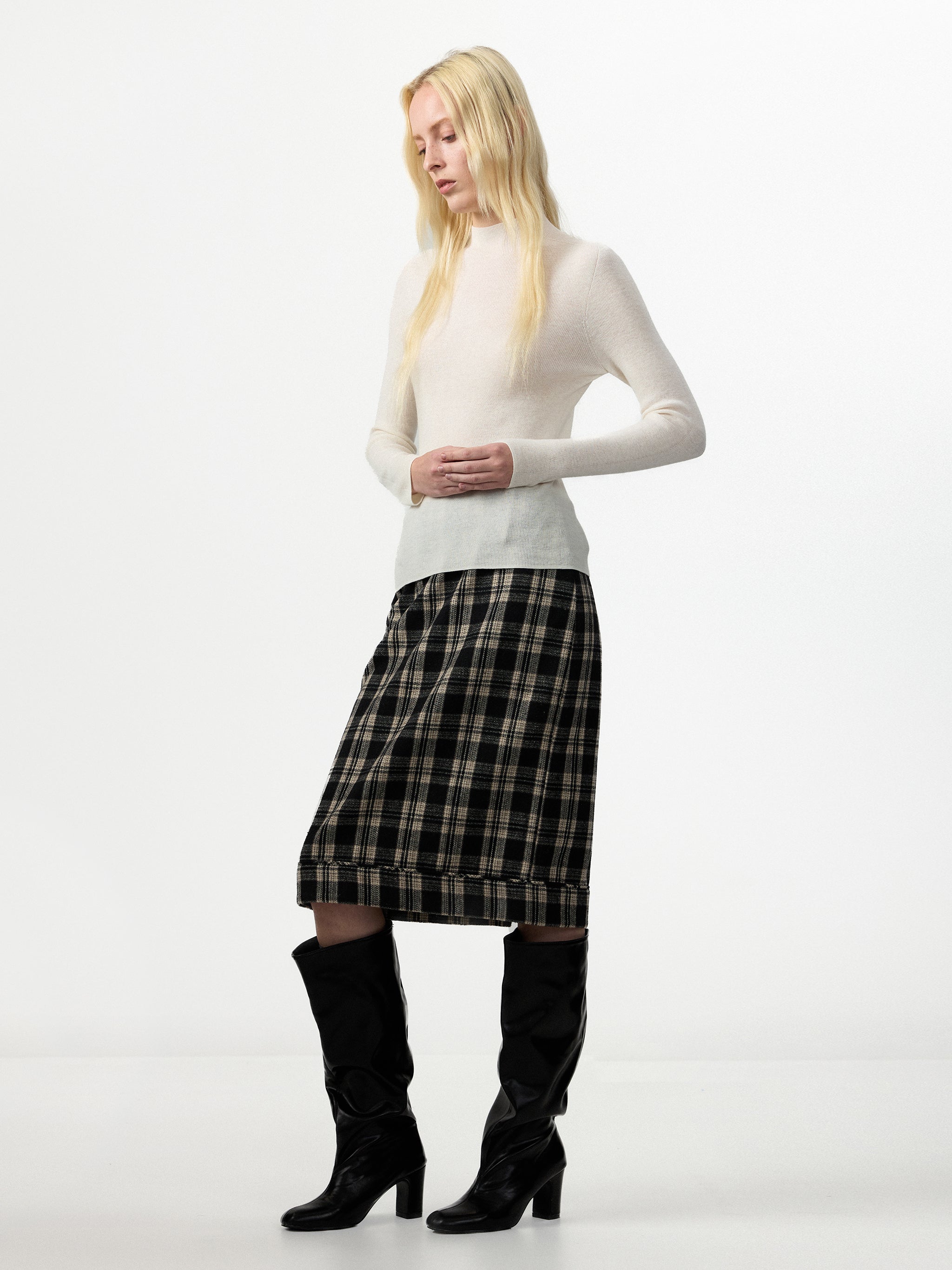 CUBIC Wool‑Blend Straight‑Leg Midi Skirt-4