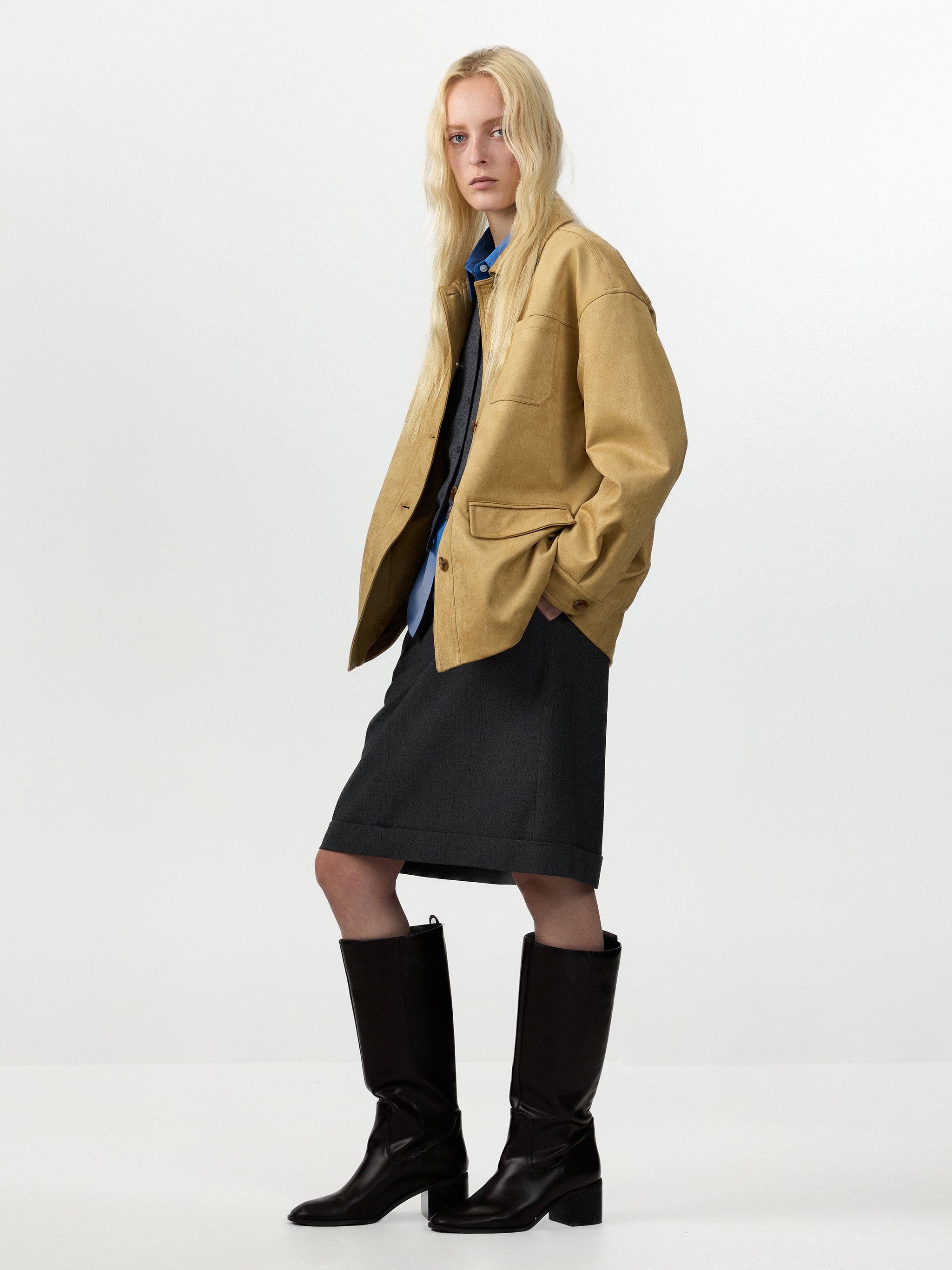 CUBIC Vintage Suede‑Effect Utility Jacket-4