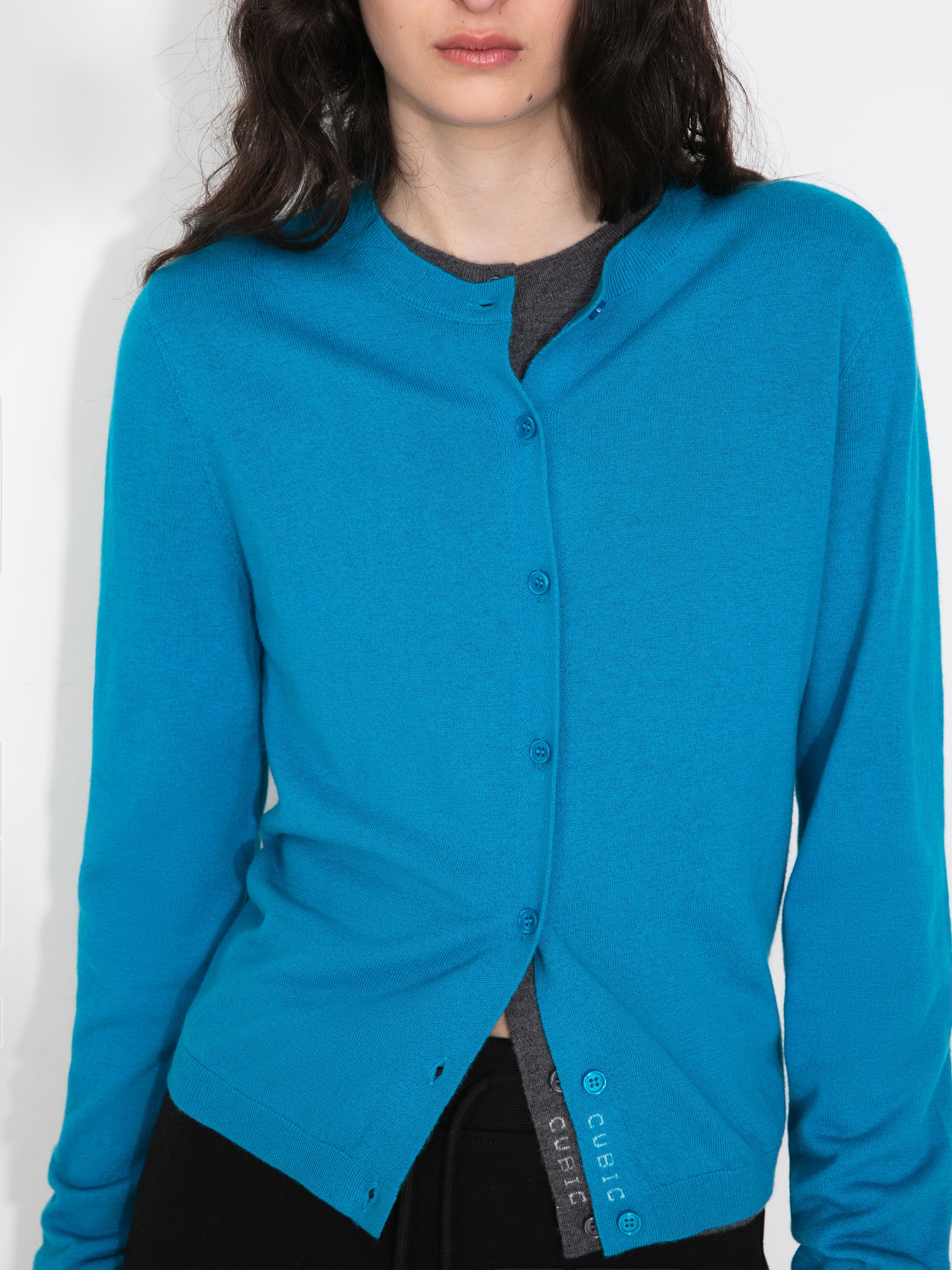 100% Wool Knit Cardigan with Crew Neck-4