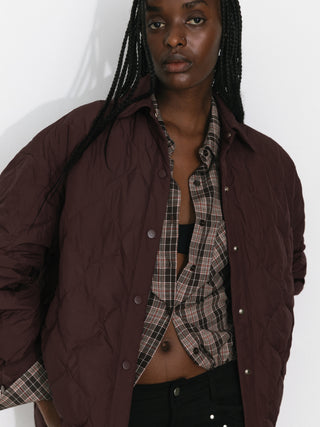 Button-Front Shirt Collar Loose-Fit Down Jacket