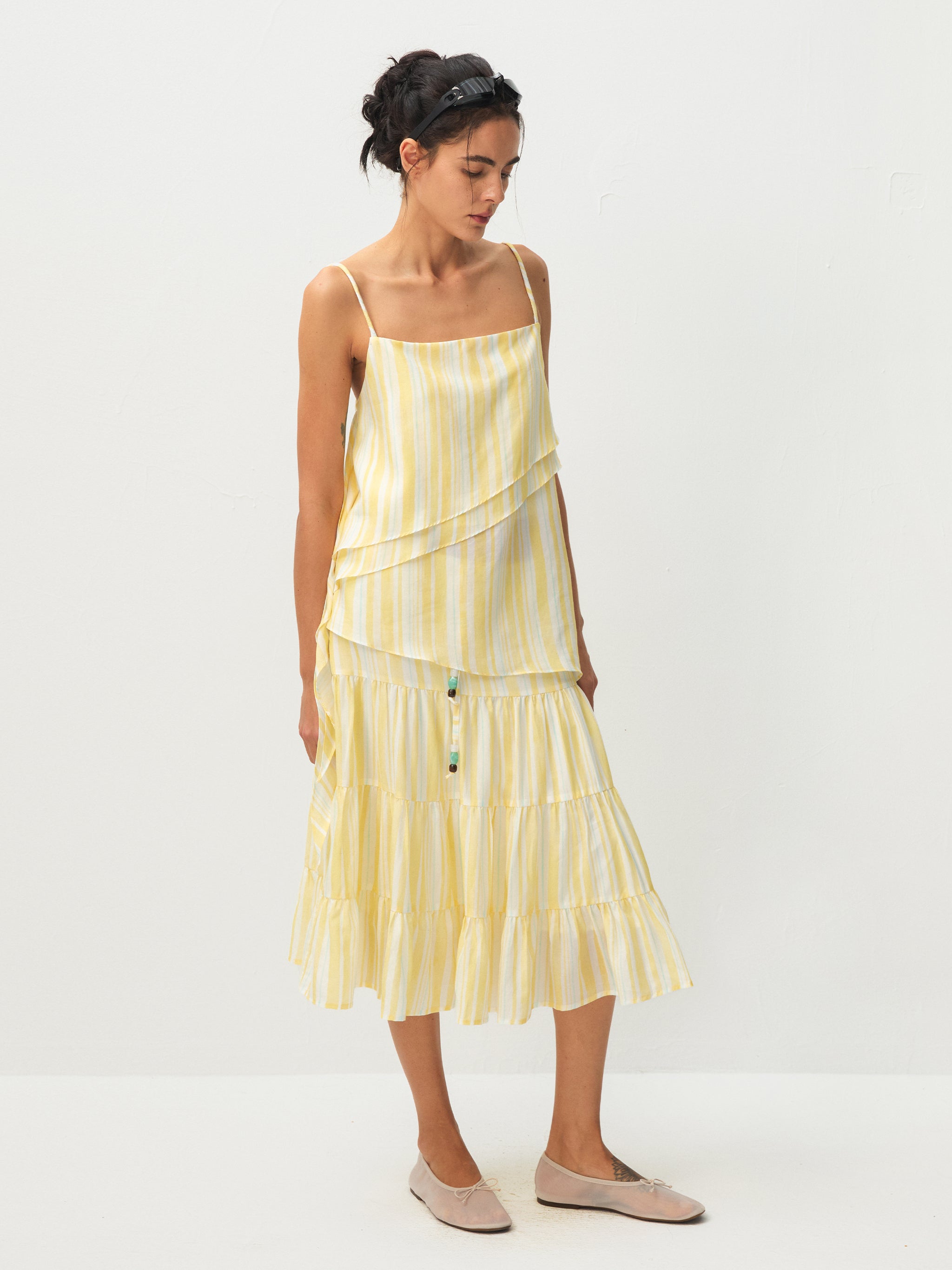 CUBIC Lyocell Asymmetrical Striped Camisole-4