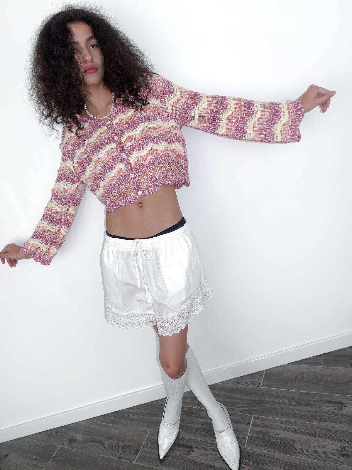 Hollow Jacquard Knitted Cardigan-4