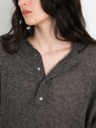 Henley Neck Loose-Fit Long-Sleeve Cover-Up