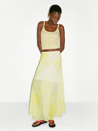 CUBIC Sheer Abstract Print Chiffon Maxi Skirt
