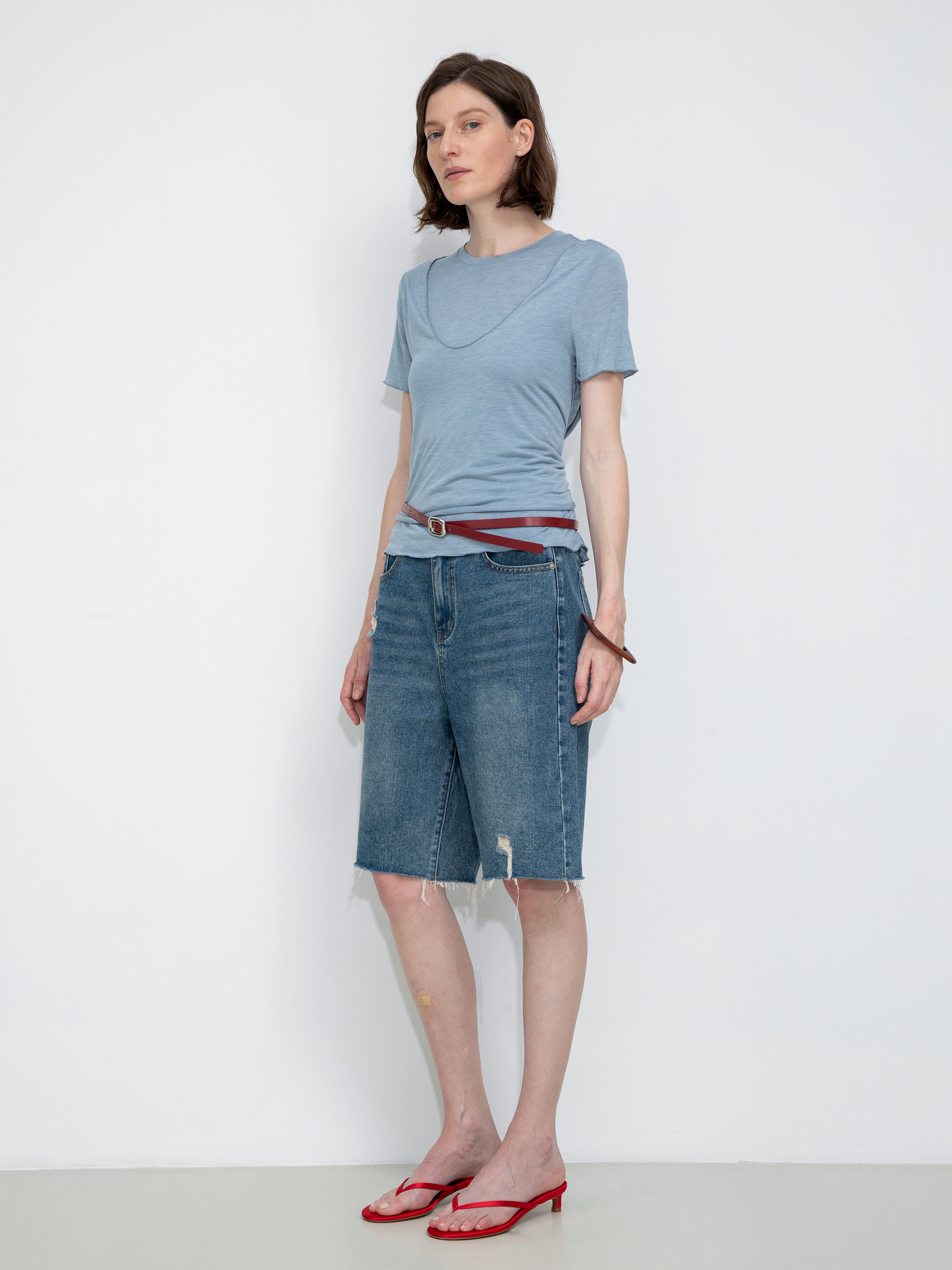 Convertible Layered Short-Sleeve T-Shirt-4