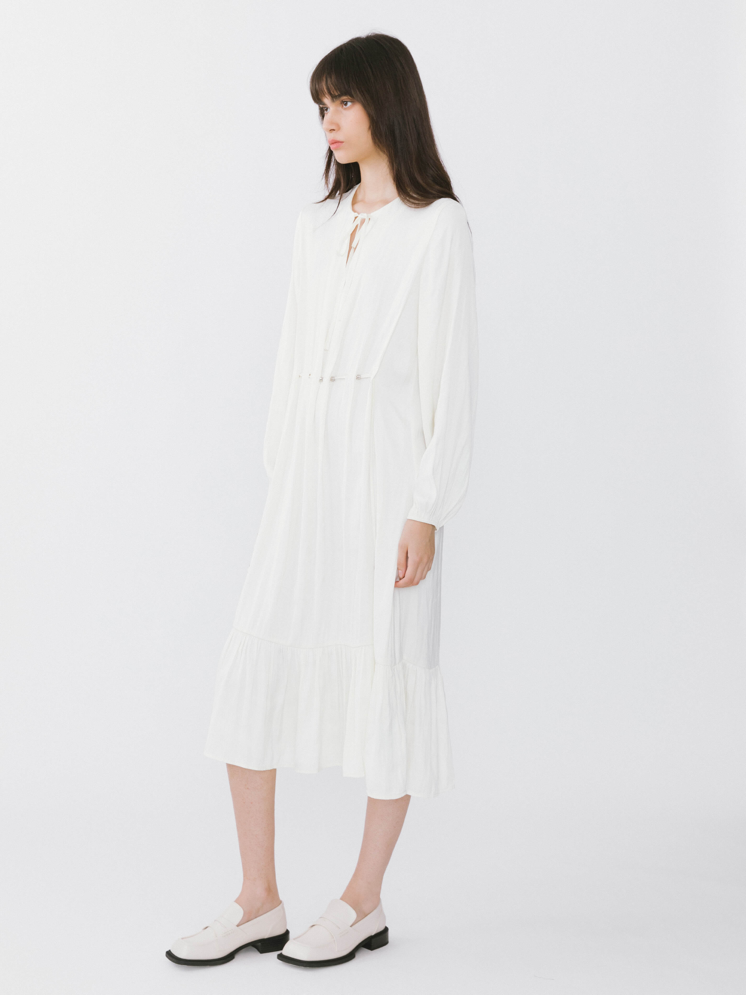Tiered Long Sleeve A-line Dress-5