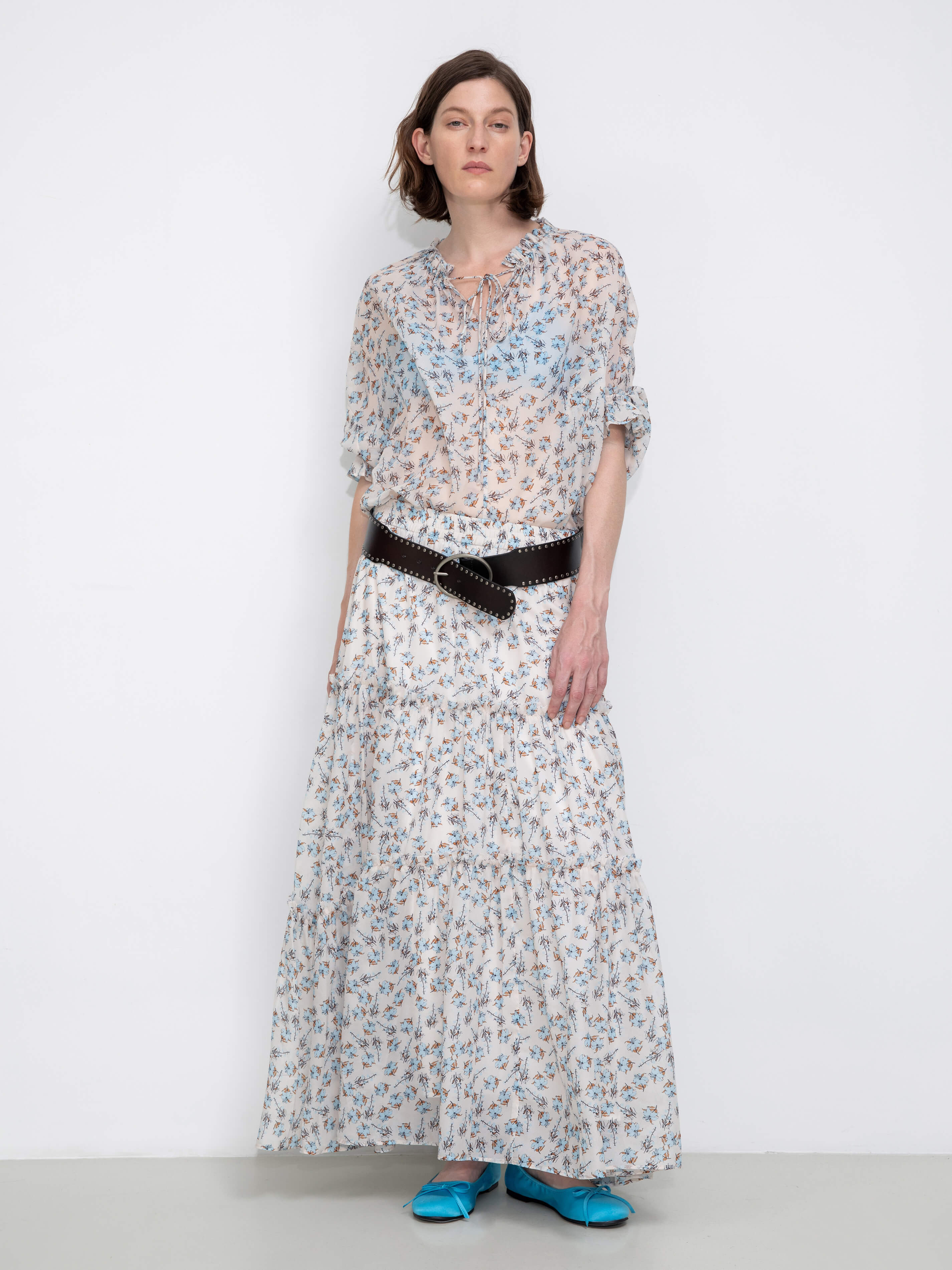 V-Neck Flowy Floral Blouse-5