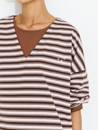 Contrast Stripe Oversized Long-Sleeve Top