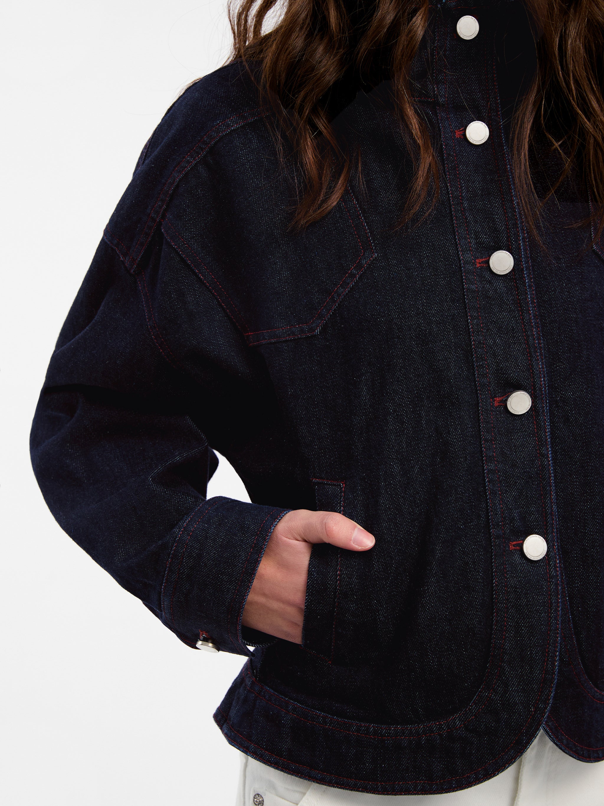 CUBIC Classic Stand Collar Fitted Denim Jacket-4