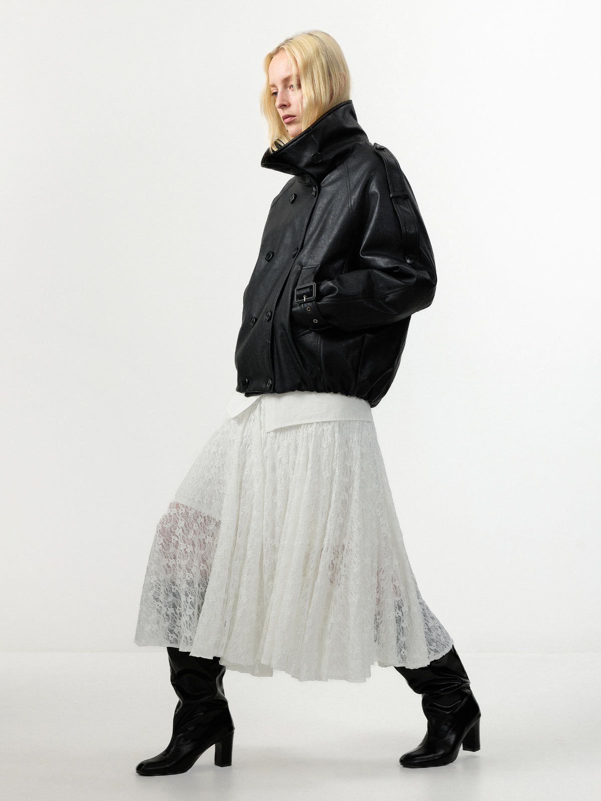 CUBIC Faux Leather Down Jacket-4