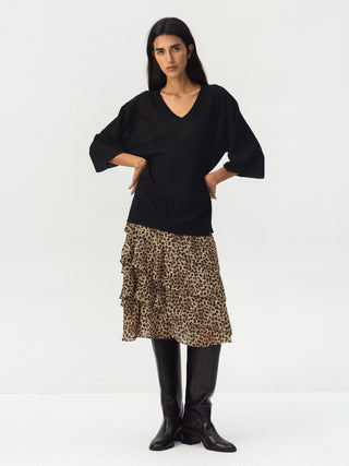 CUBIC Leopard Tiered Mini Skirt