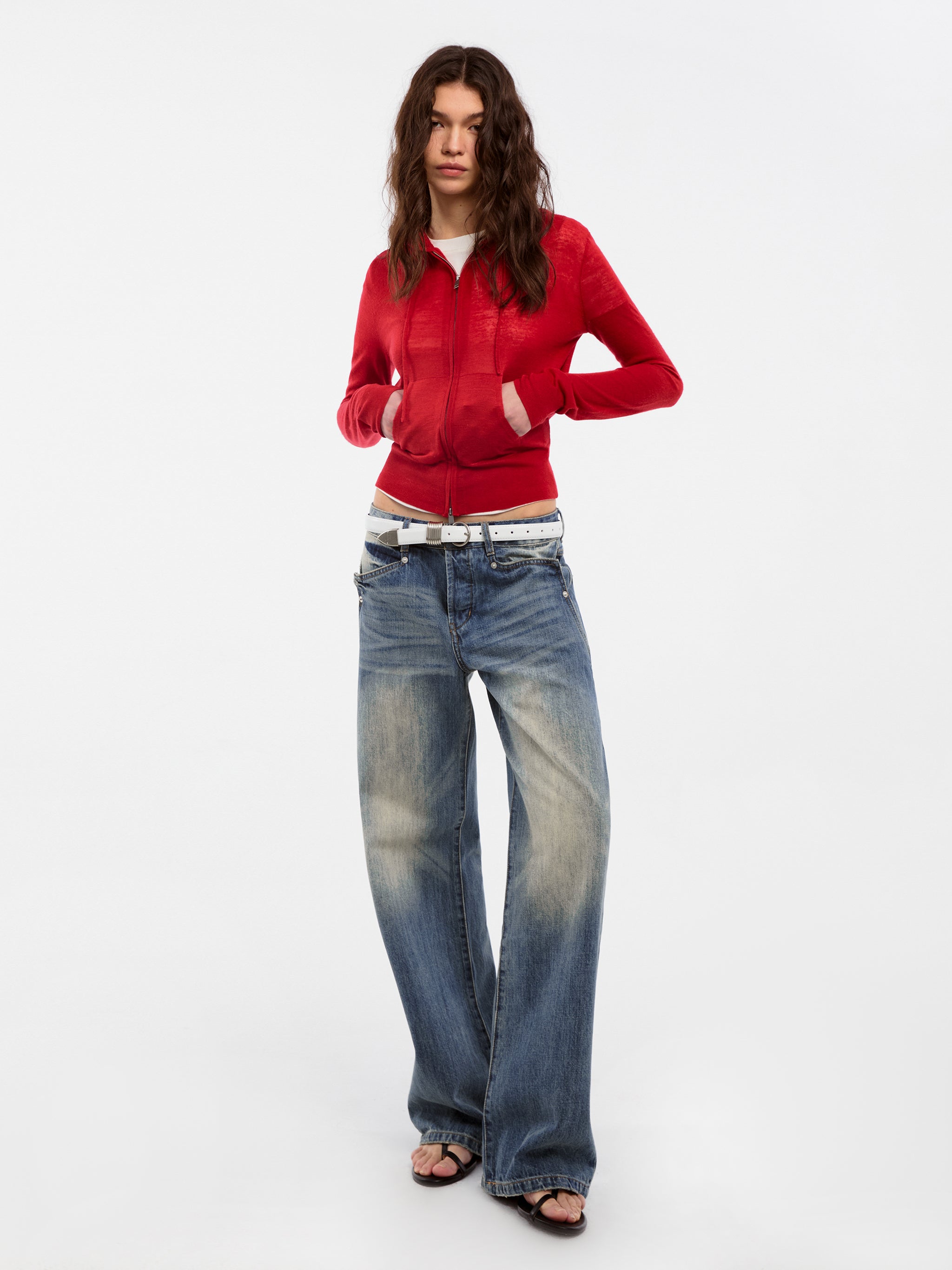 CUBIC Retro Washed Straight Leg Jeans-4