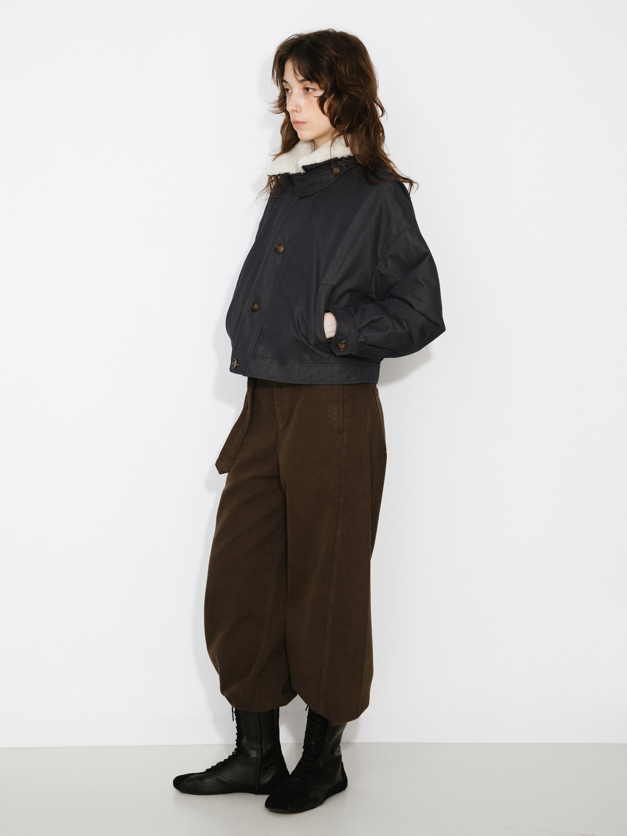 Removable Fur Collar High Neck Down Coat-4