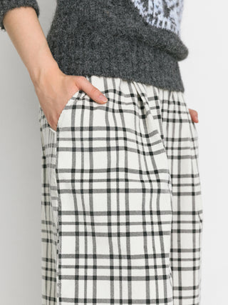 Vintage Plaid Curved Cropped Trousers
