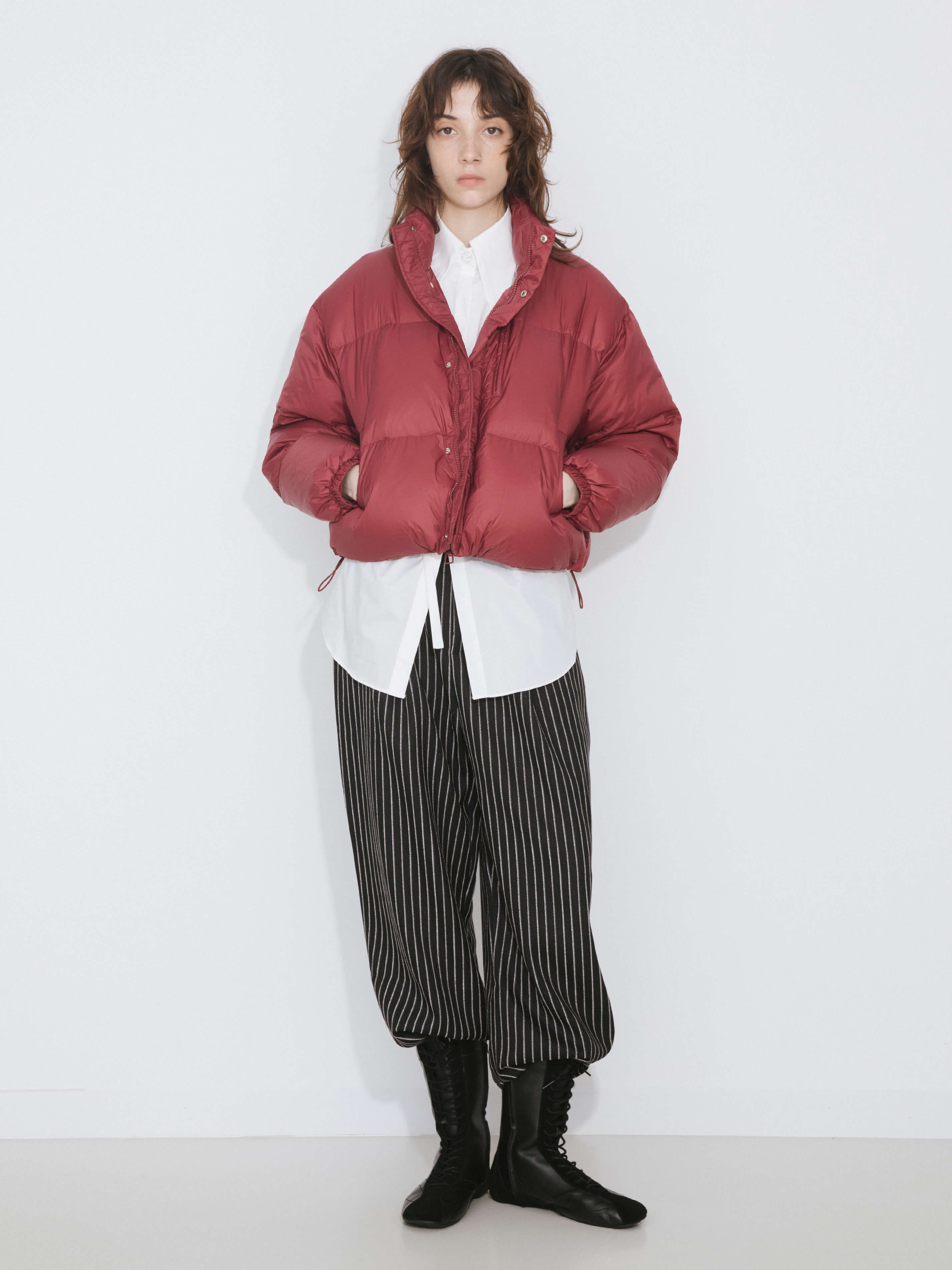 Cropped High Neck Down Coat-4