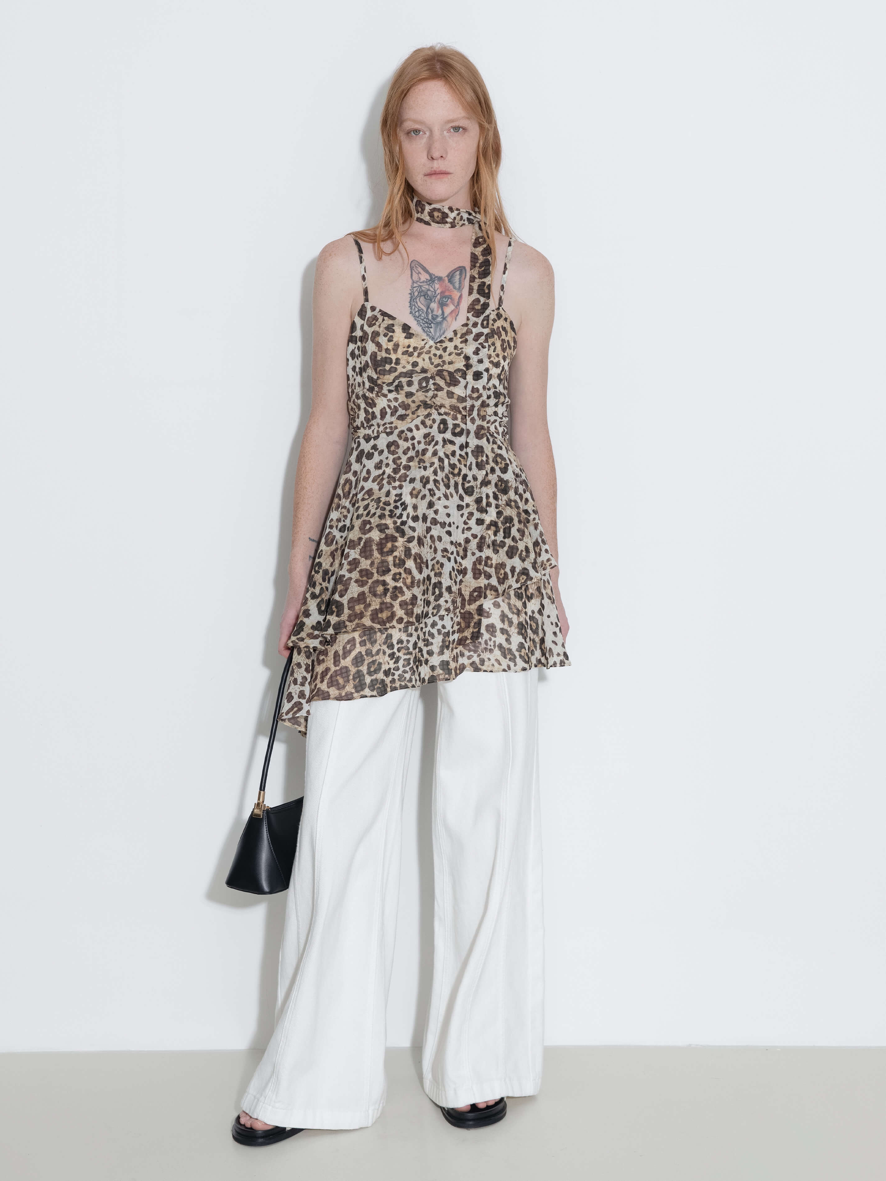 Leopard Print Cami Top with Scarf-4