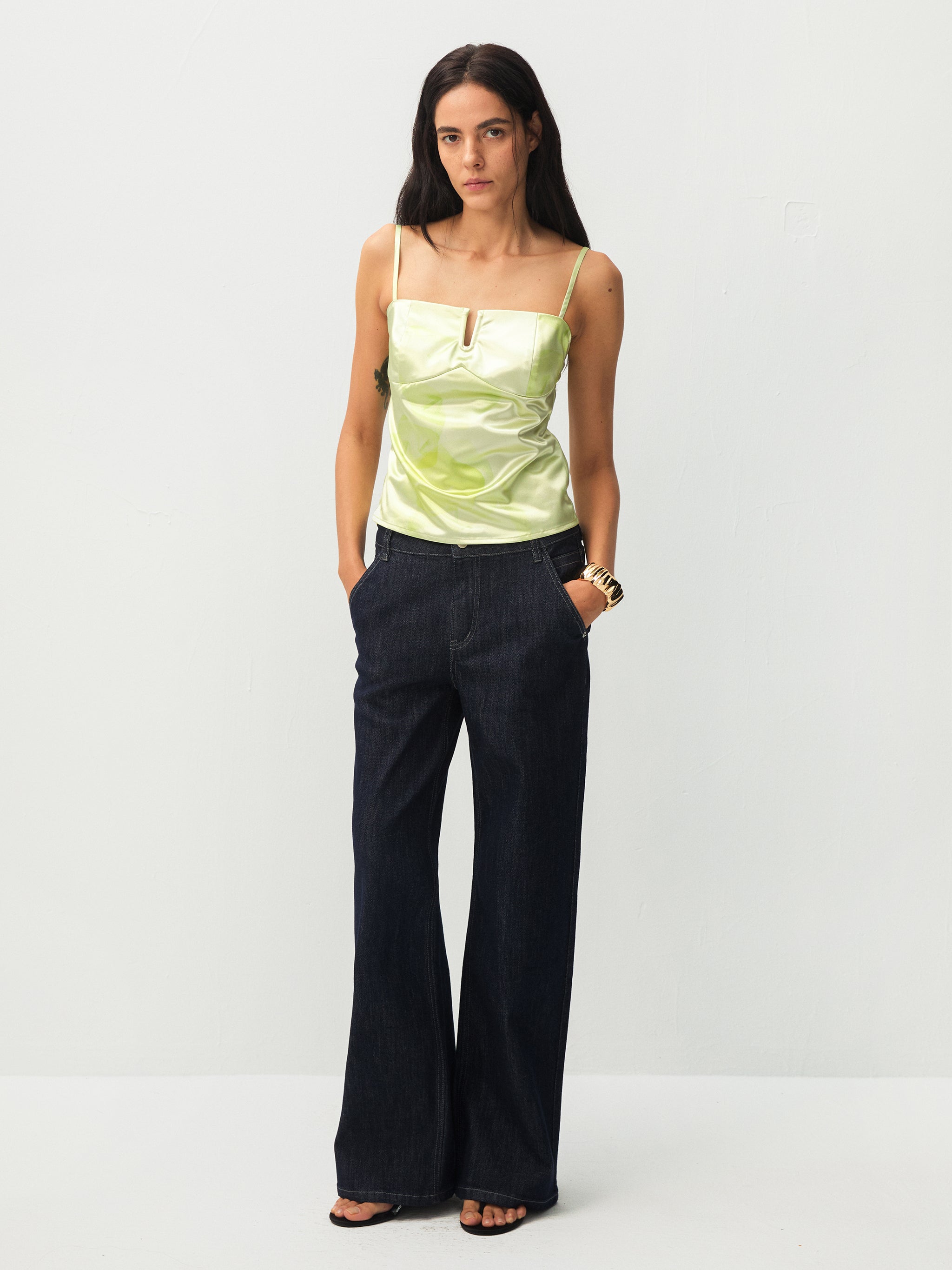 CUBIC Satin Notch Neck Camisole Top-5