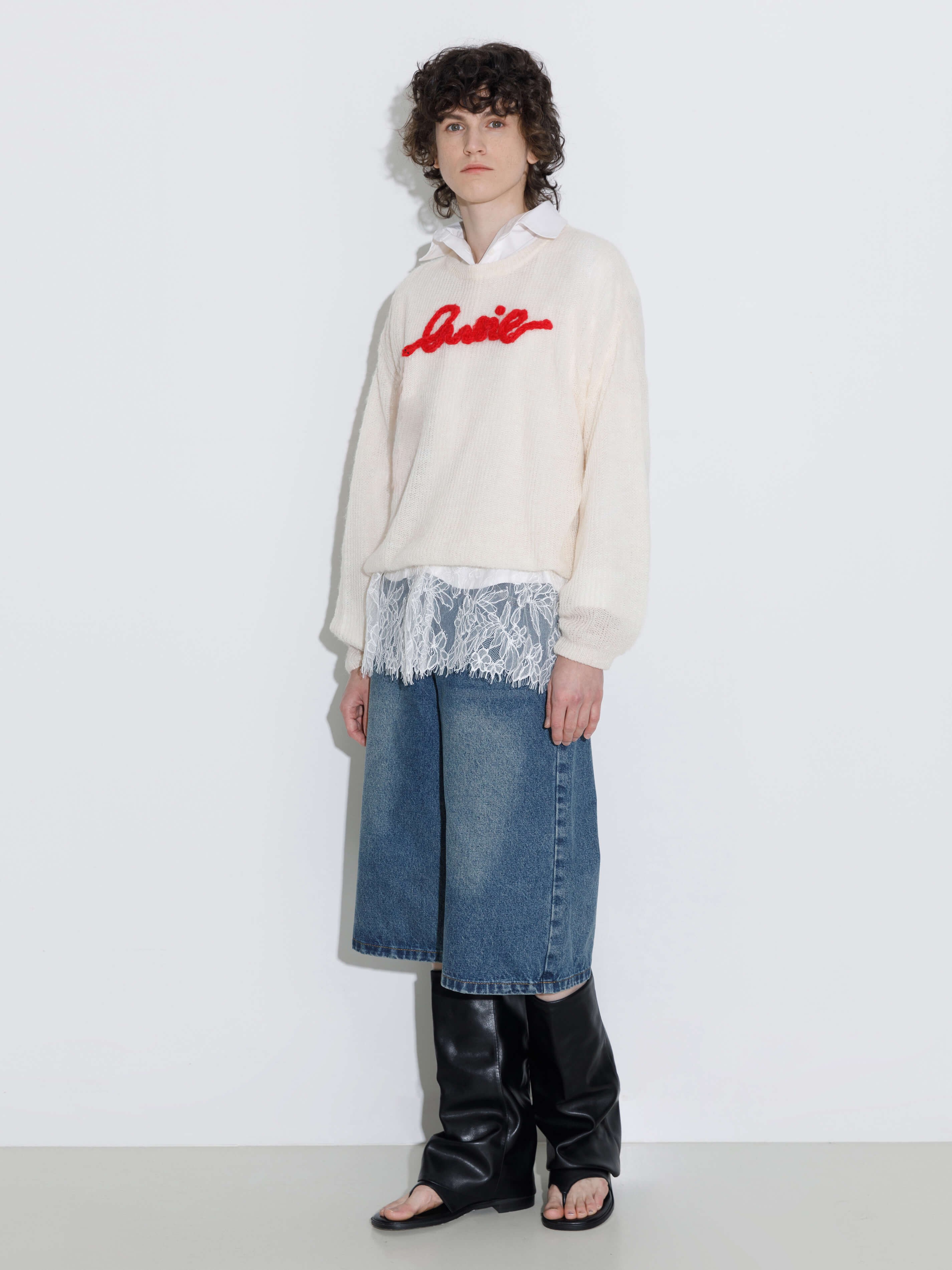 "CUBIC" Embroidered Crewneck Sweater-4