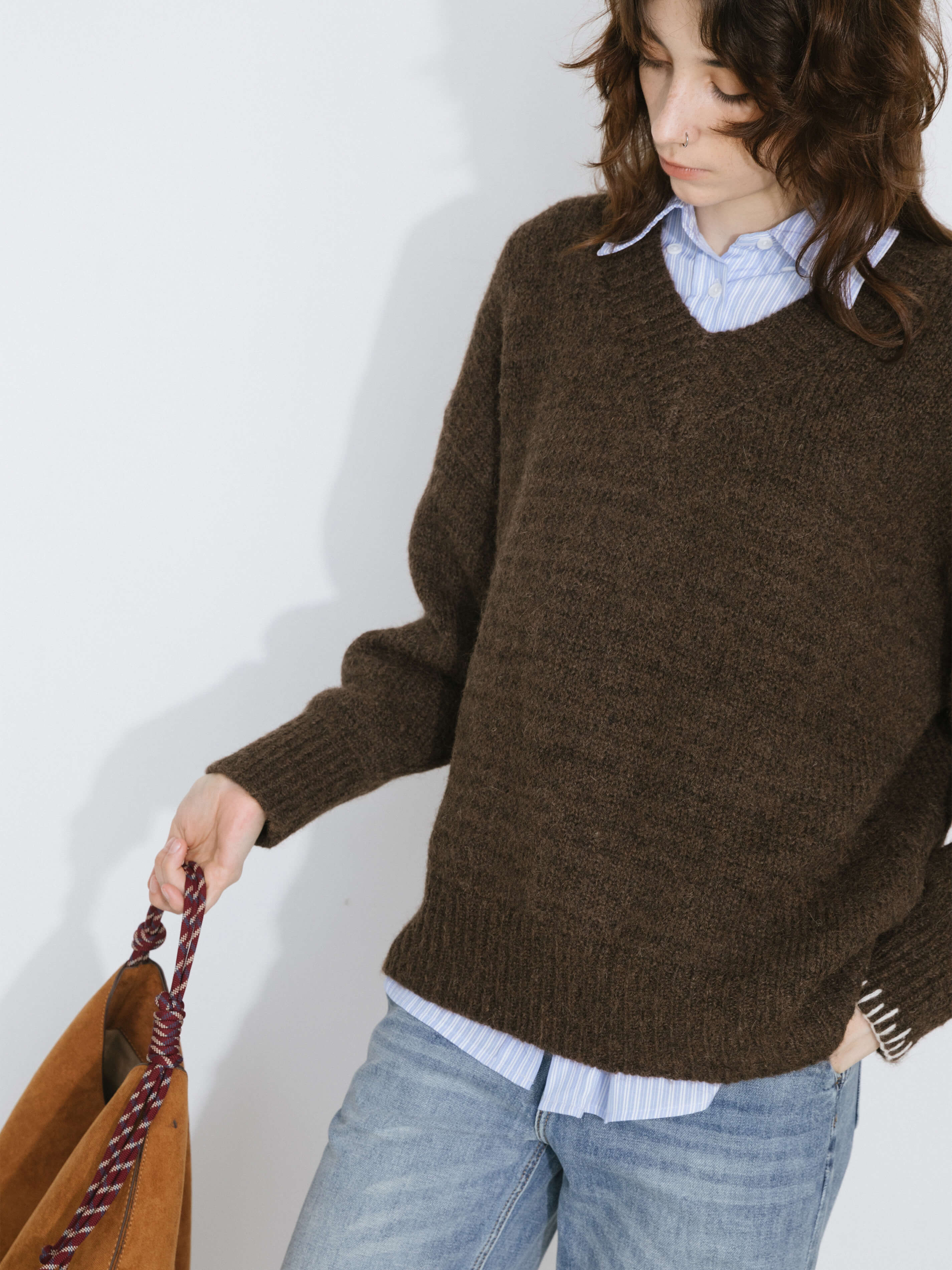 V-Neck Alpaca Knitwear Jumper-4