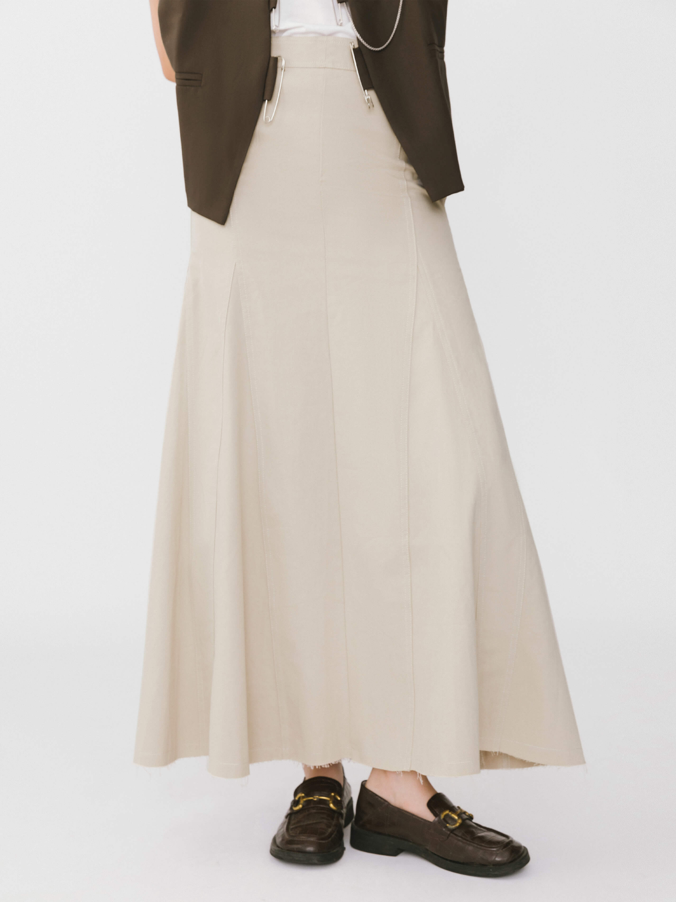 Frayed Denim Maxi Skirt-5