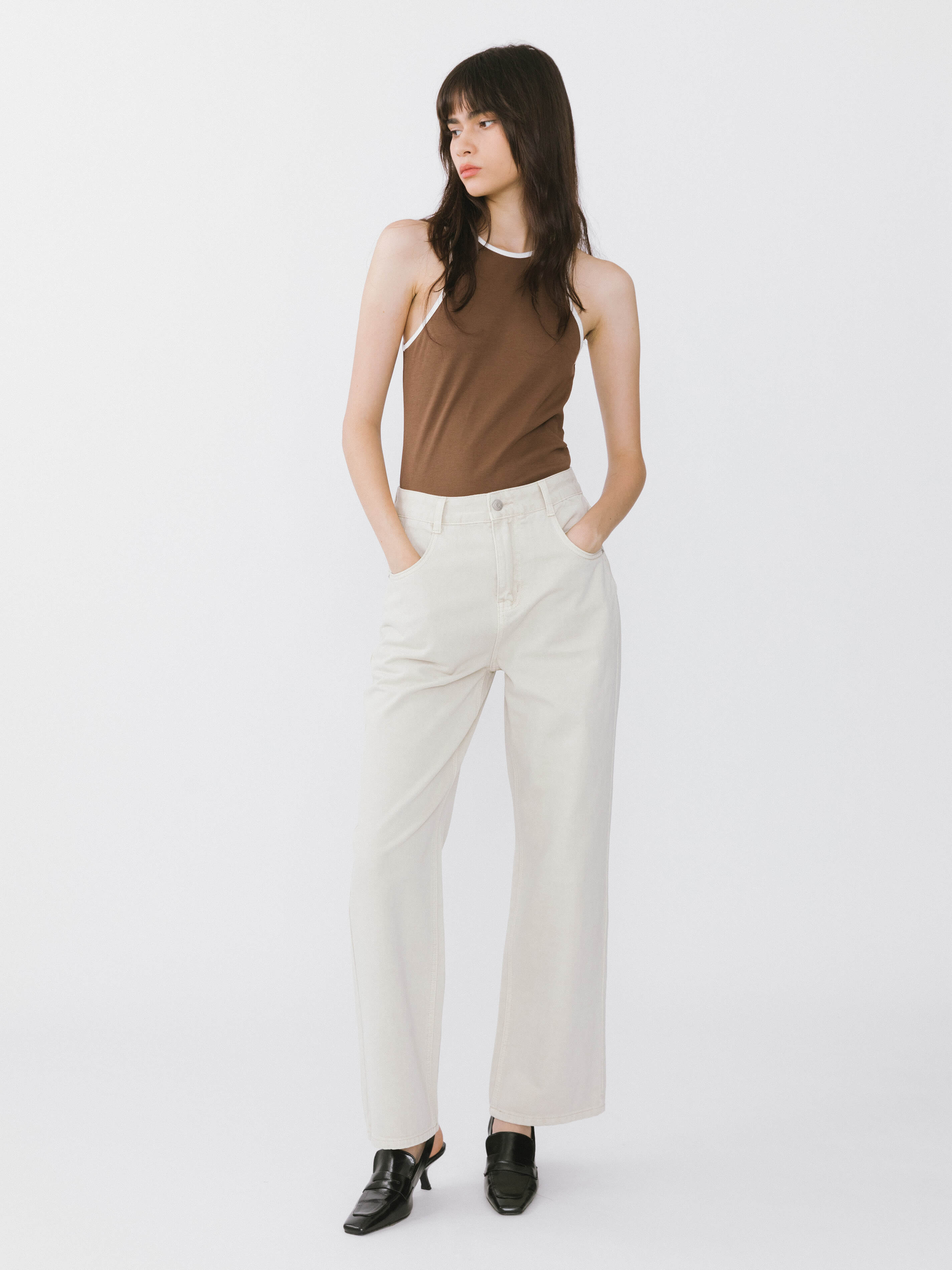 Contrast Cutaway Tank Top-4