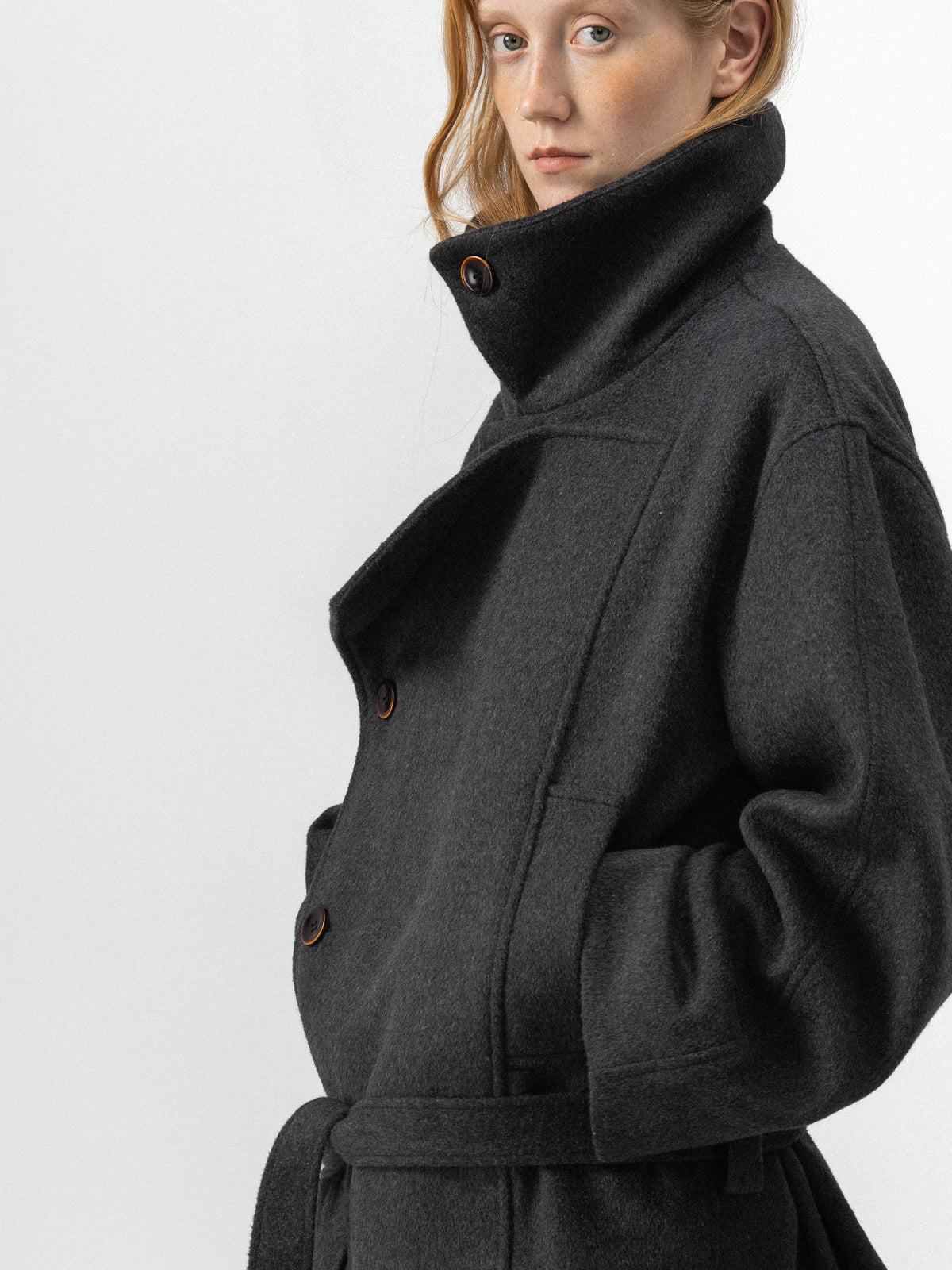 CUBIC Belted Double-Breasted Wool Coat-4