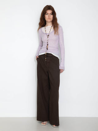 Crew Neck Slim-Fit Knitted Top
