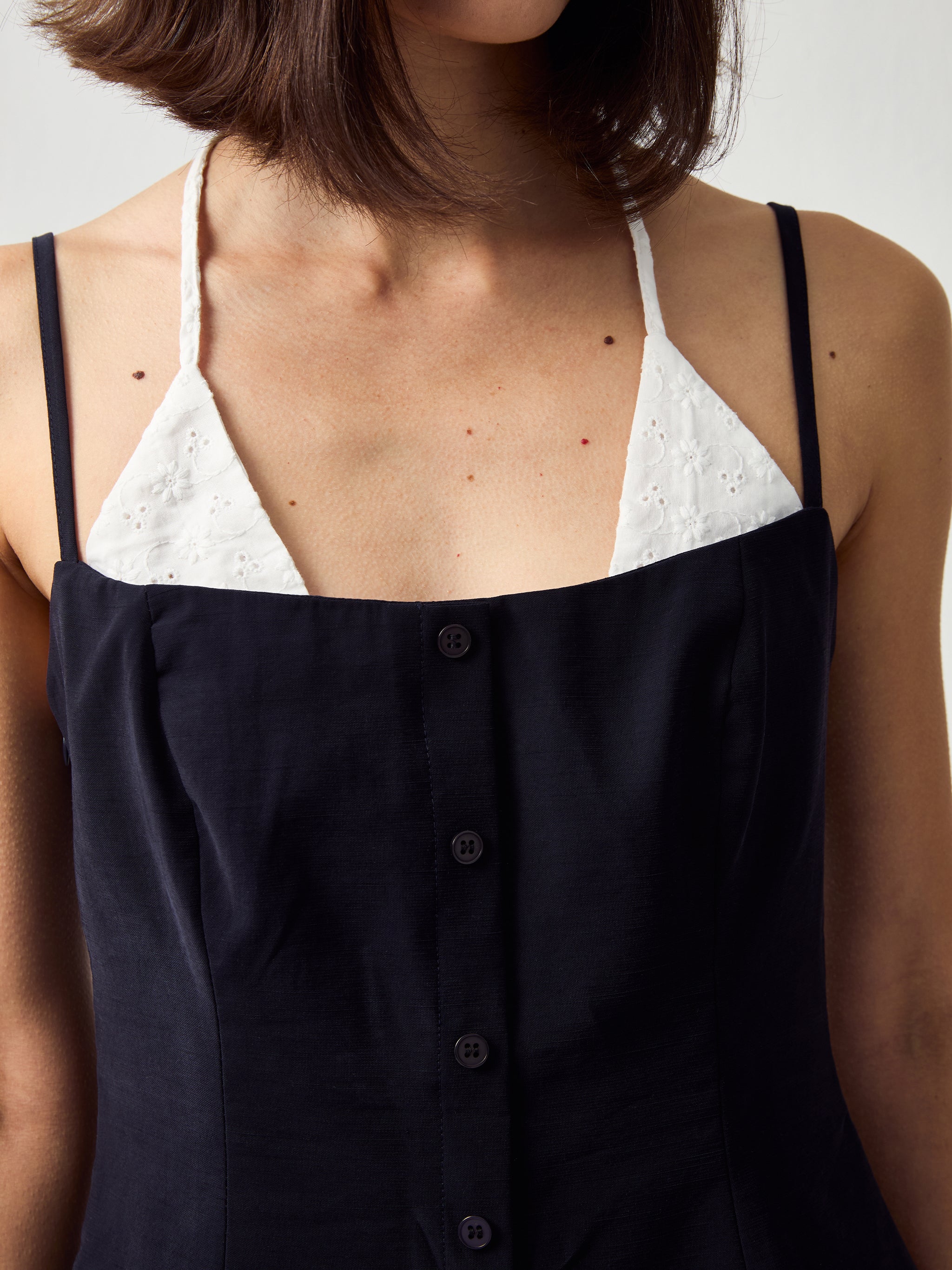 CUBIC Contrast Panel Deep V Knit Top-4
